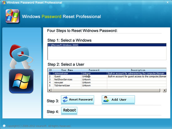 reset windows 2000 password