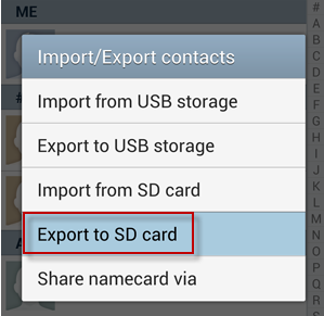 Export to SD card