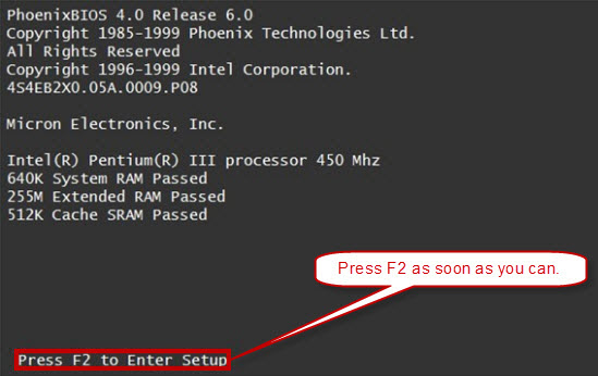 Phoenix bios entry key