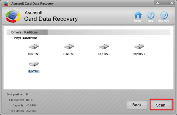 card data recovery scanning