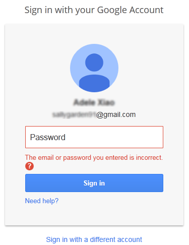 Gmail password is incorrect