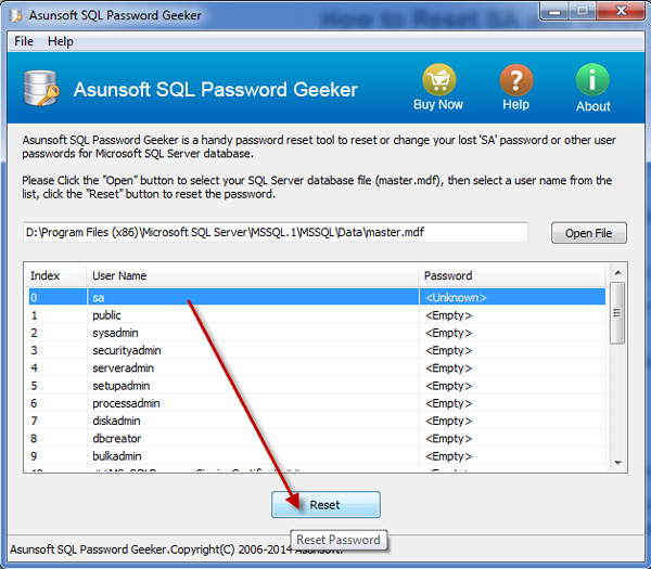 Change sql password