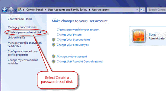 password reset disk