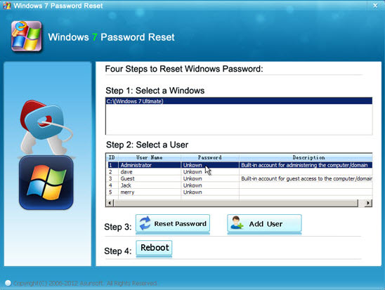 Windows 7 Password Geeker