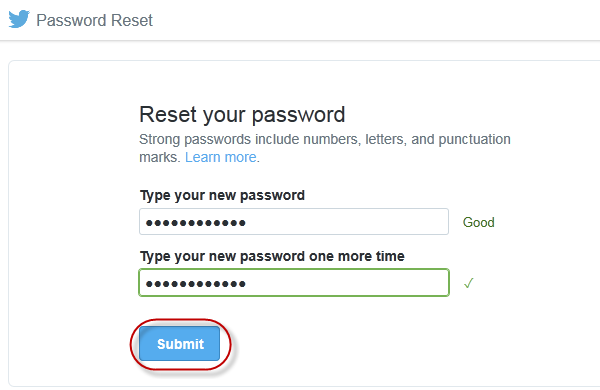 Type new password and submit