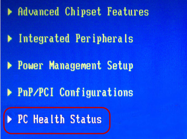 PC Health Status in BIOS
