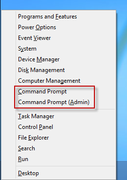 Command Prompt in task menu