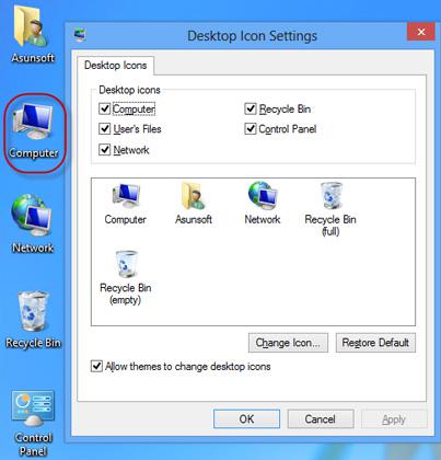 My Computer icon shown on desktop