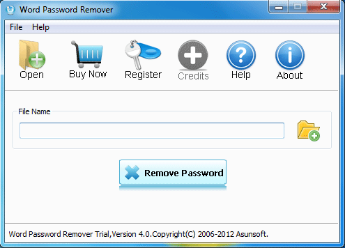 Click to view Asunsoft Word Password Remover 4.0 screenshot