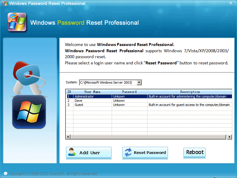 Click to view Remove Windows Password 4.0 screenshot