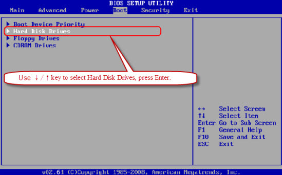 american megatrends bios how to boot from usb