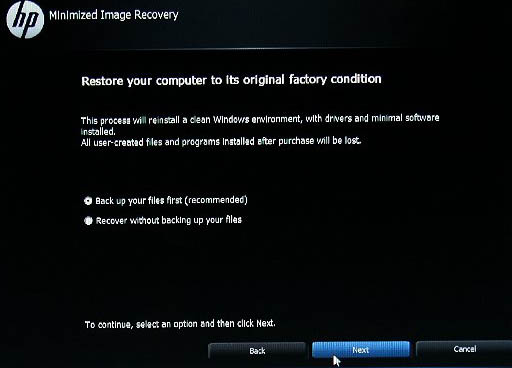 How to restore HP laptop to factory setting