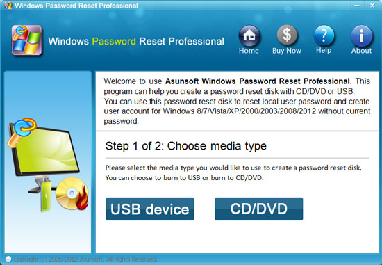asunsoft windows vista password reset professional