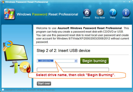 asunsoft windows vista password reset professional