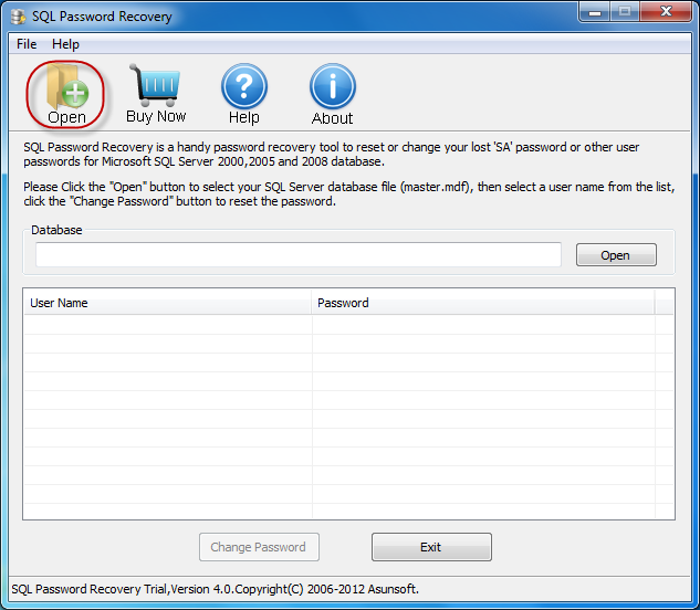 Open the master database file