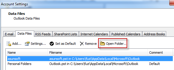Account Settings window