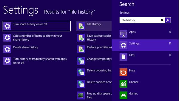 Search file history
