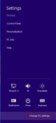 Change PC settings