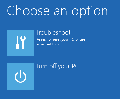 Choose an option screen