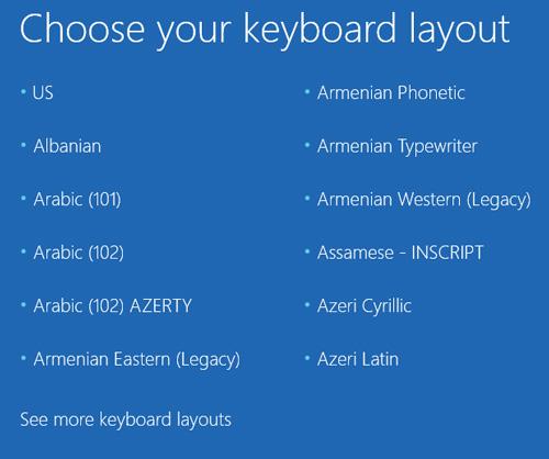 Choose keyboard layout