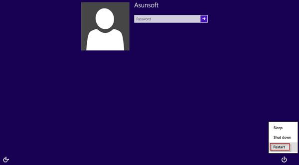 Restart from logon screen