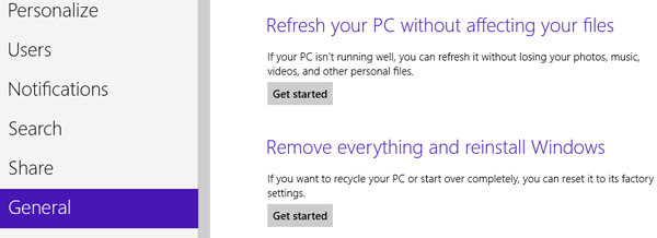 Reset or refresh pc