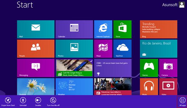 All apps bar