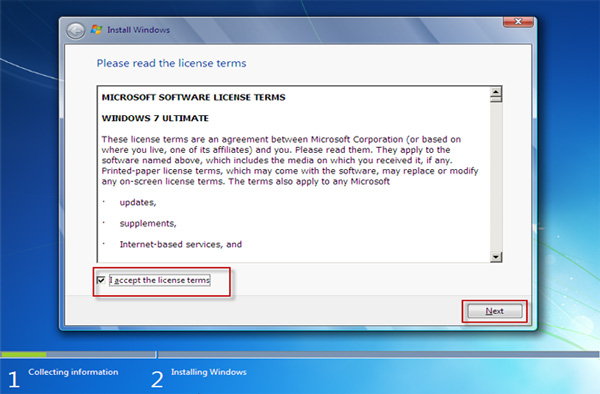 Accept license terms