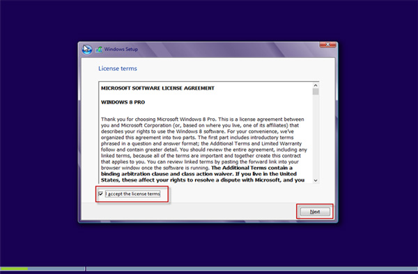 Accept license terms