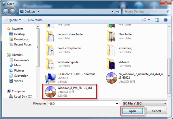 Locate iso image file