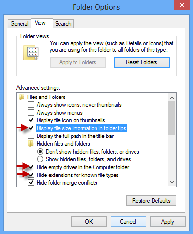 folder options