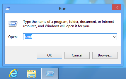 Run cmd in Run dialog