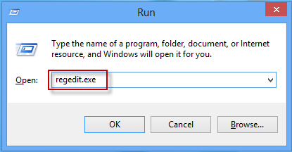 Run regedit command