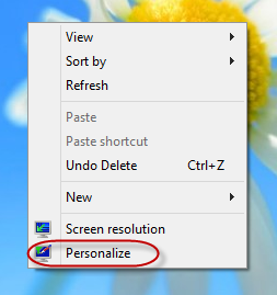 Right click on desktop