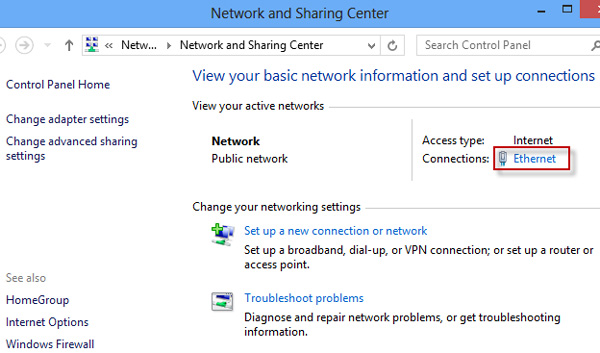 Network and sharing center Window
