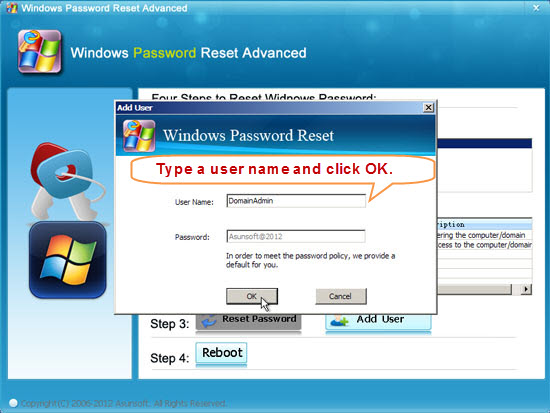 reset Windows 2008 domain user password